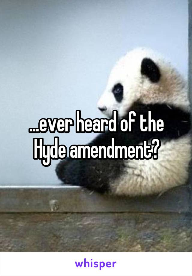 ...ever heard of the Hyde amendment?