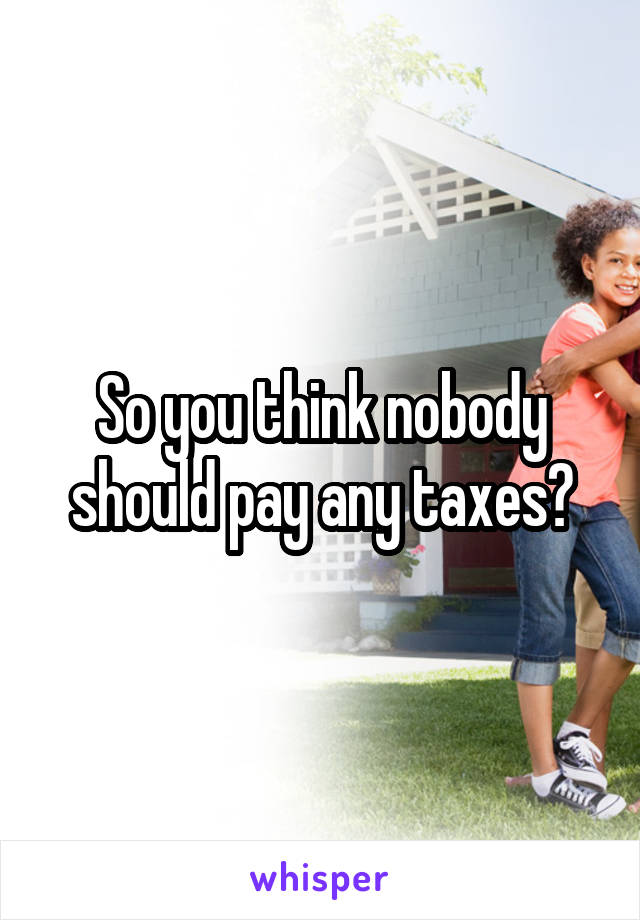 So you think nobody should pay any taxes?