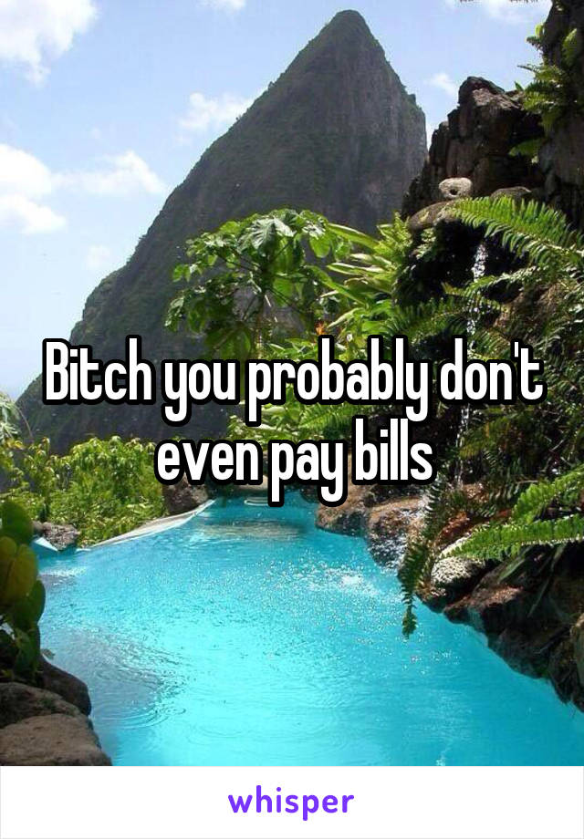 Bitch you probably don't even pay bills