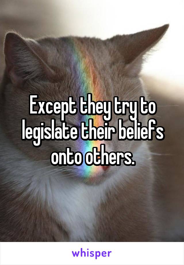 Except they try to legislate their beliefs onto others.