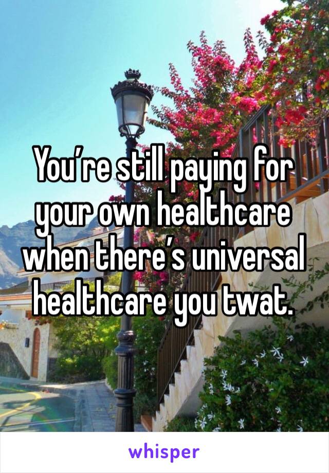 You’re still paying for your own healthcare when there’s universal healthcare you twat. 