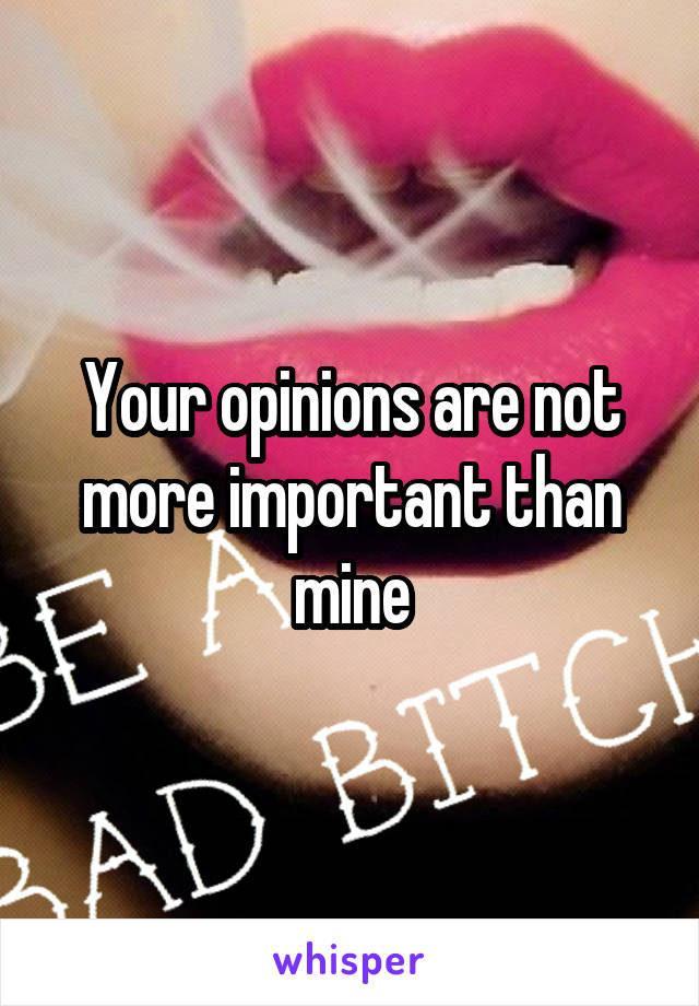 Your opinions are not more important than mine