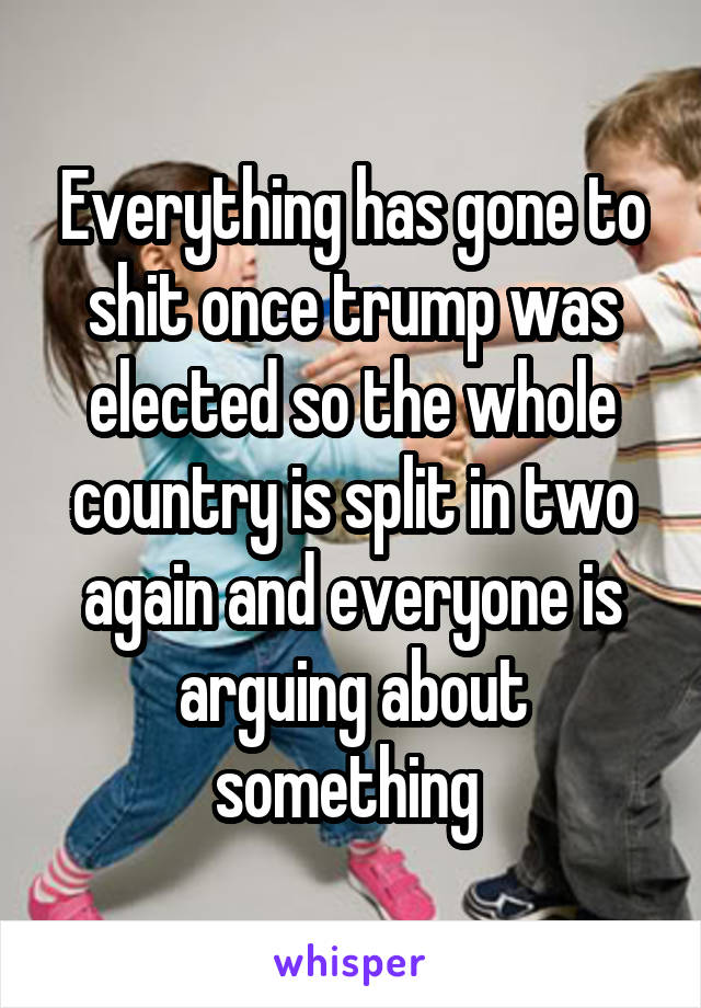 Everything has gone to shit once trump was elected so the whole country is split in two again and everyone is arguing about something 