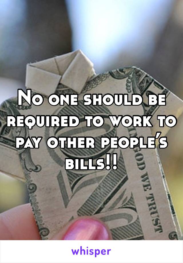 No one should be required to work to pay other people’s bills!!