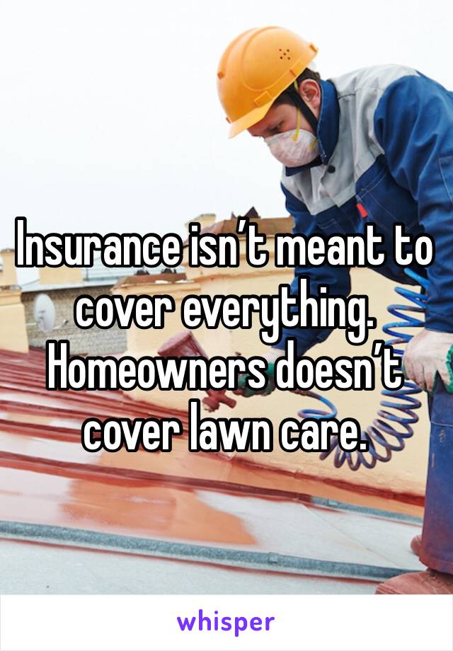 Insurance isn’t meant to cover everything. Homeowners doesn’t cover lawn care. 