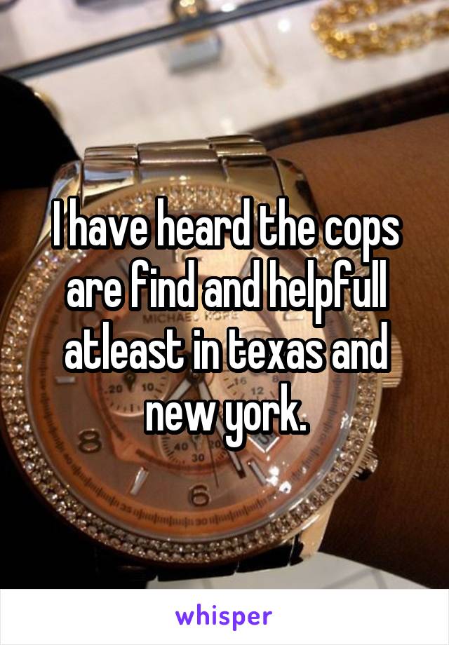 I have heard the cops are find and helpfull atleast in texas and new york.