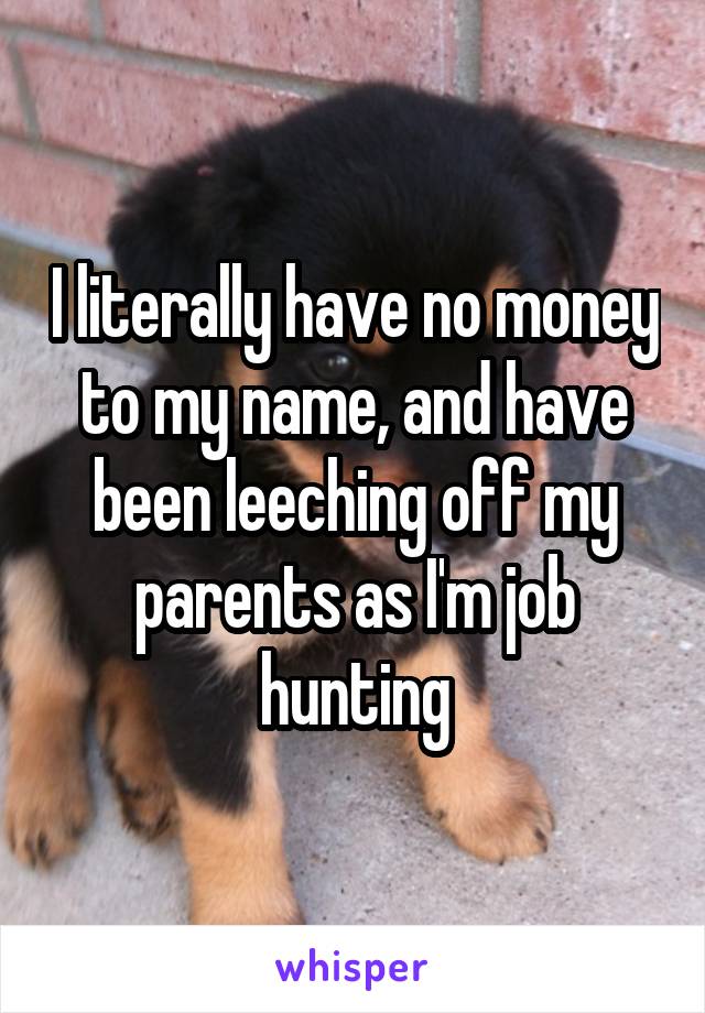 I literally have no money to my name, and have been leeching off my parents as I'm job hunting