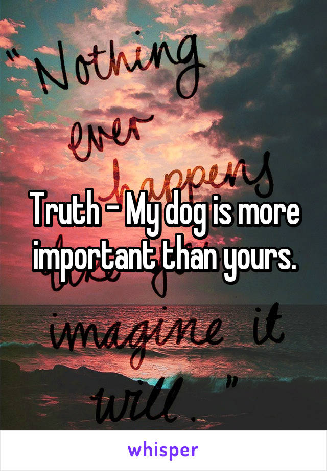 Truth - My dog is more important than yours.