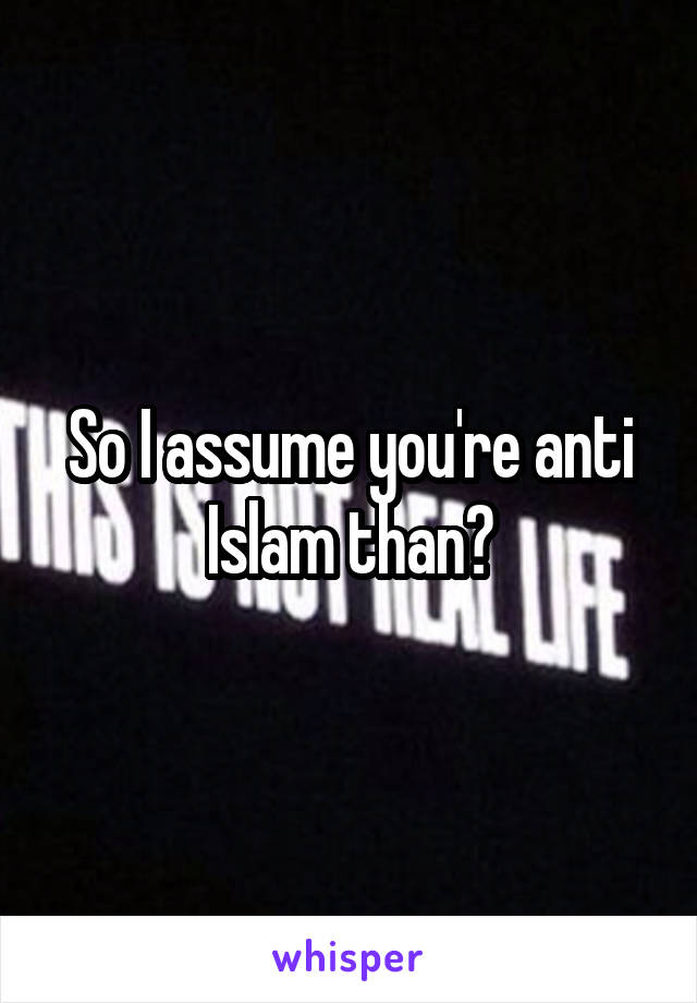 So I assume you're anti Islam than?