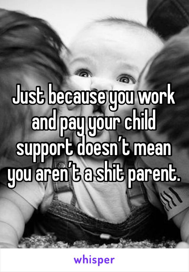 Just because you work and pay your child support doesn’t mean you aren’t a shit parent. 