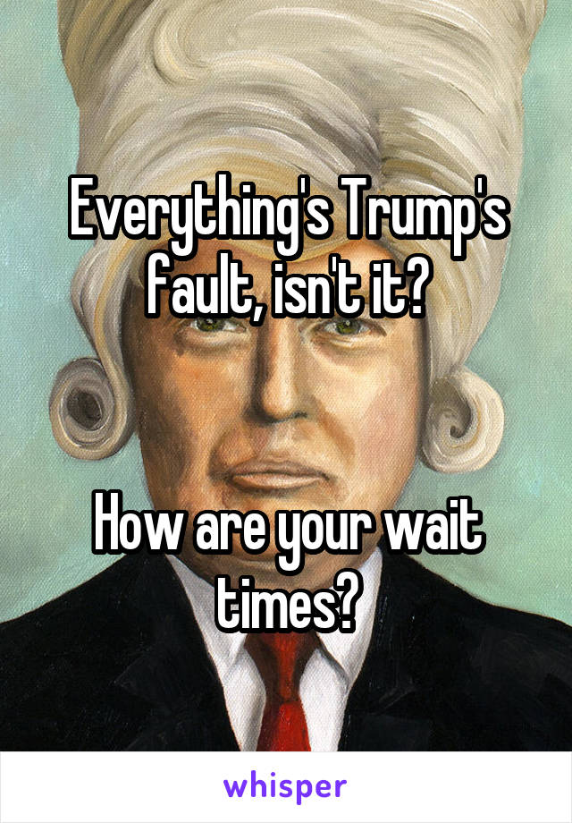 Everything's Trump's fault, isn't it?


How are your wait times?