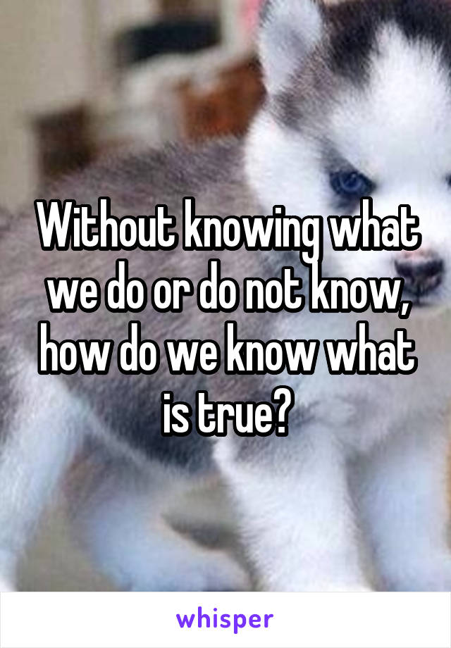 Without knowing what we do or do not know, how do we know what is true?