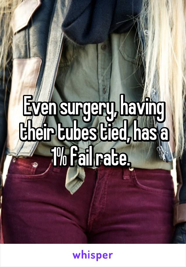 Even surgery, having their tubes tied, has a 1% fail rate.  