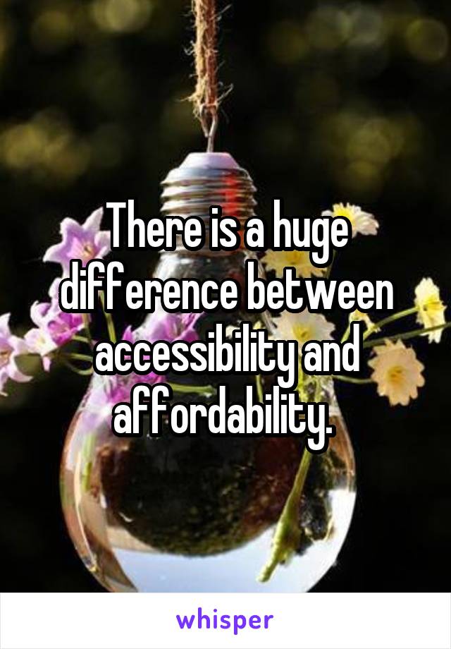 There is a huge difference between accessibility and affordability. 