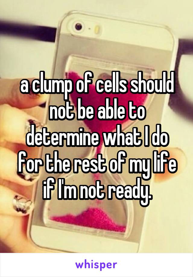 a clump of cells should not be able to determine what I do for the rest of my life if I'm not ready.