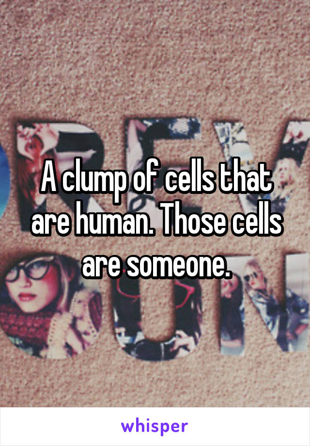 A clump of cells that are human. Those cells are someone.