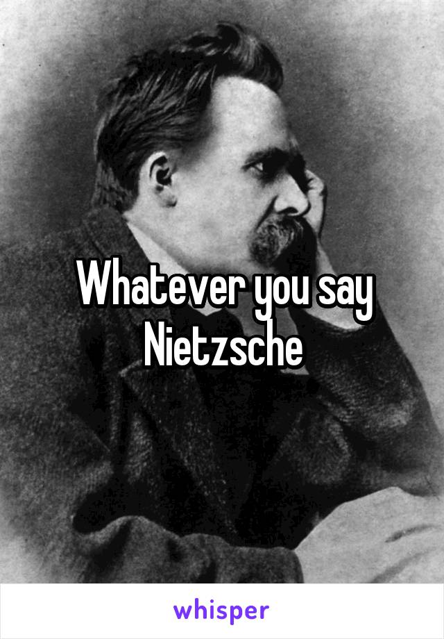 Whatever you say Nietzsche