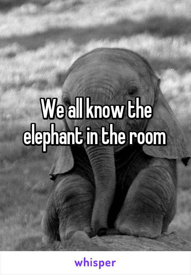 We all know the elephant in the room 
