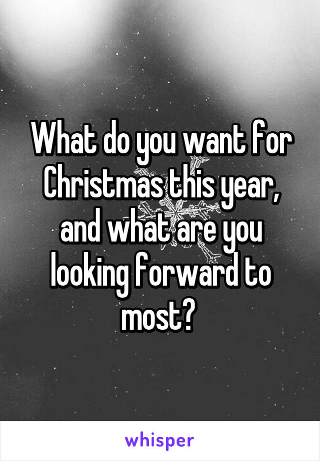 What do you want for Christmas this year, and what are you looking forward to most? 