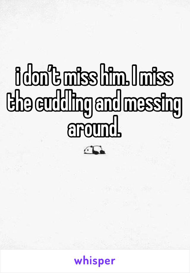 i don’t miss him. I miss the cuddling and messing around. 