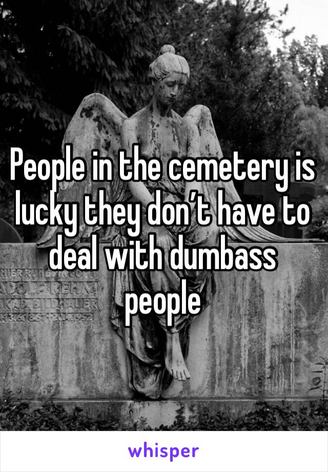 People in the cemetery is lucky they don’t have to deal with dumbass people 