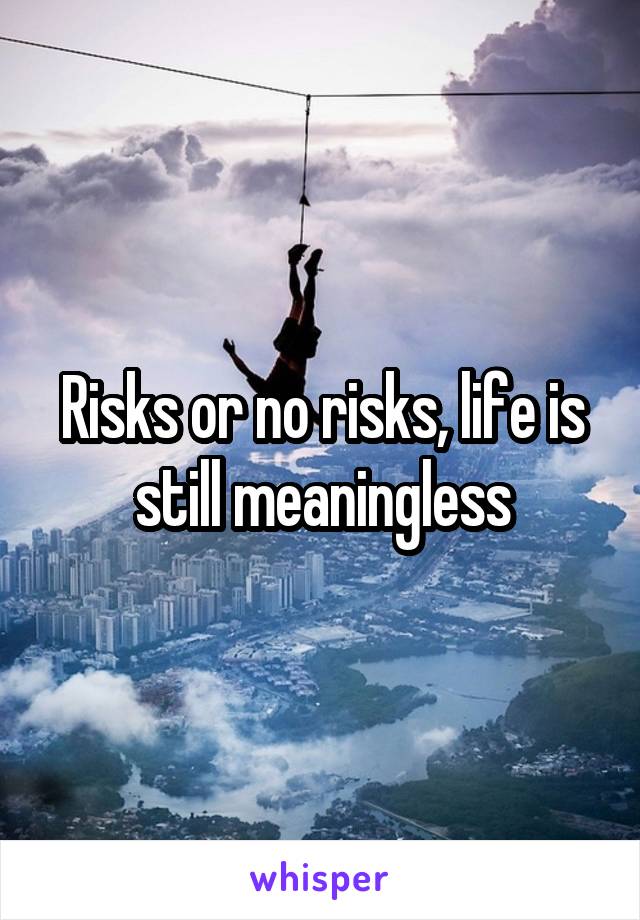 Risks or no risks, life is still meaningless