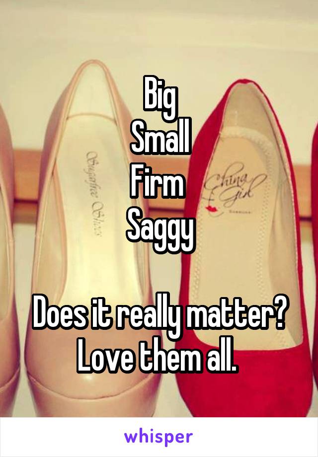Big
Small
Firm 
Saggy

Does it really matter?
Love them all. 