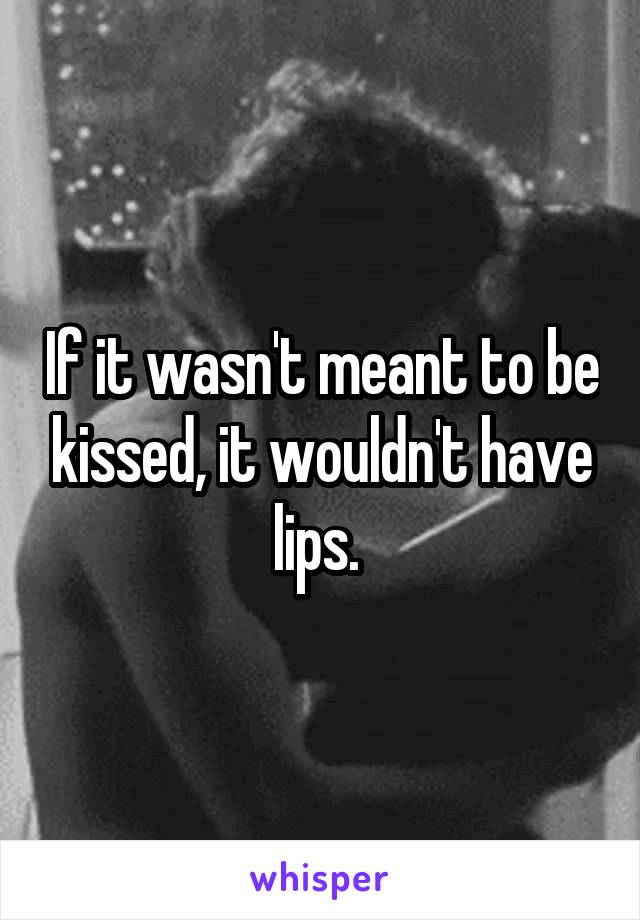 If it wasn't meant to be kissed, it wouldn't have lips. 