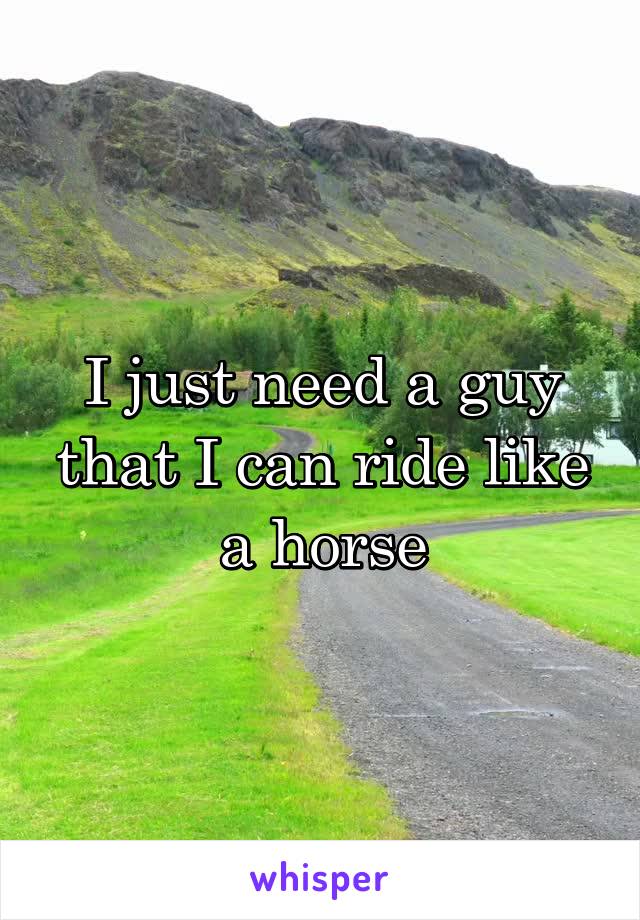 I just need a guy that I can ride like a horse