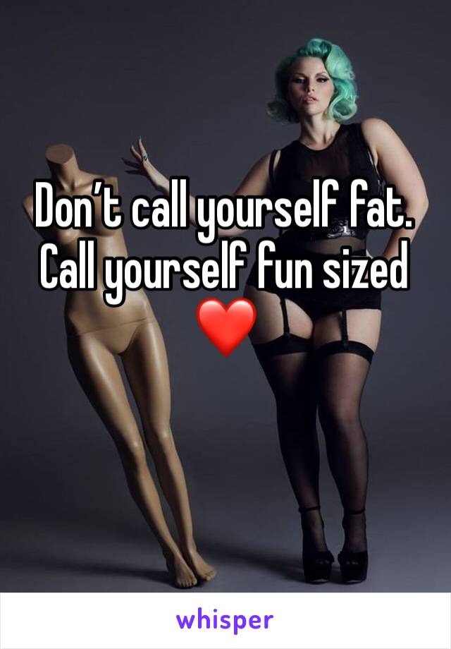 Don’t call yourself fat. Call yourself fun sized❤️