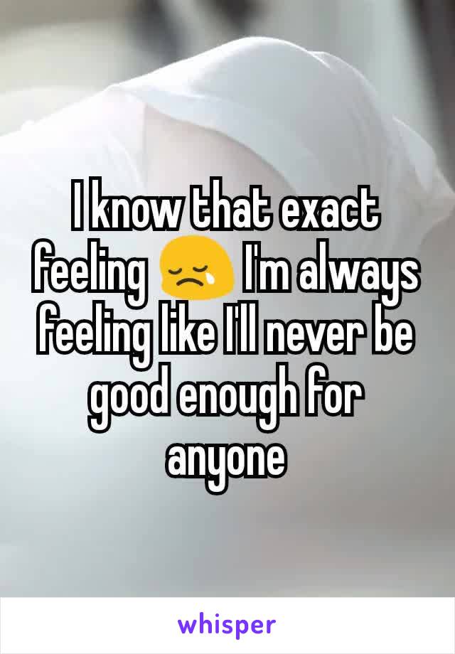 I know that exact feeling 😢 I'm always feeling like I'll never be good enough for anyone