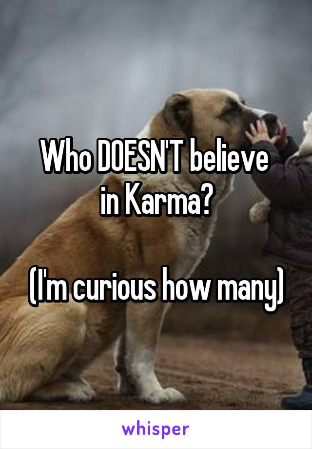 Who DOESN'T believe 
in Karma?

(I'm curious how many)