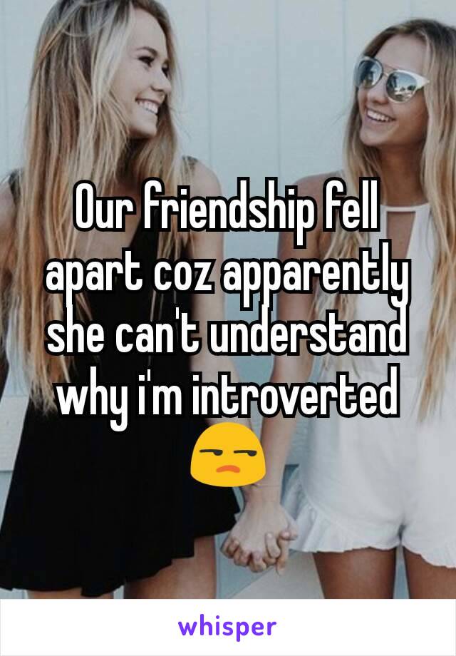 Our friendship fell apart coz apparently she can't understand why i'm introverted 😒