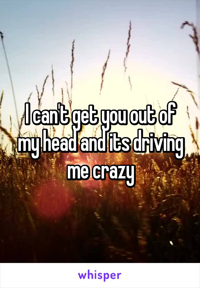 I can't get you out of my head and its driving me crazy