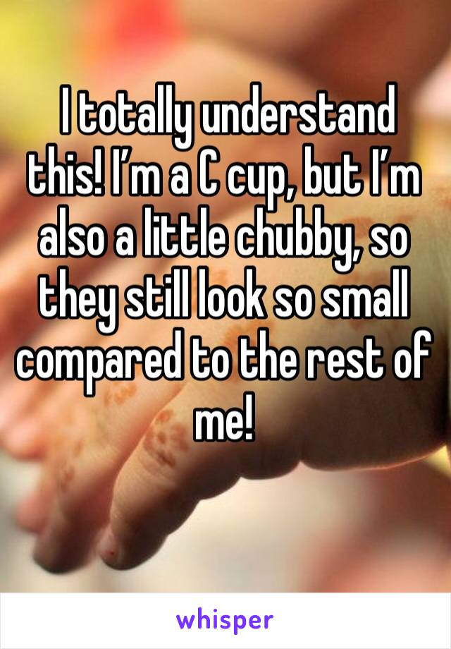  I totally understand this! I’m a C cup, but I’m also a little chubby, so they still look so small compared to the rest of me!