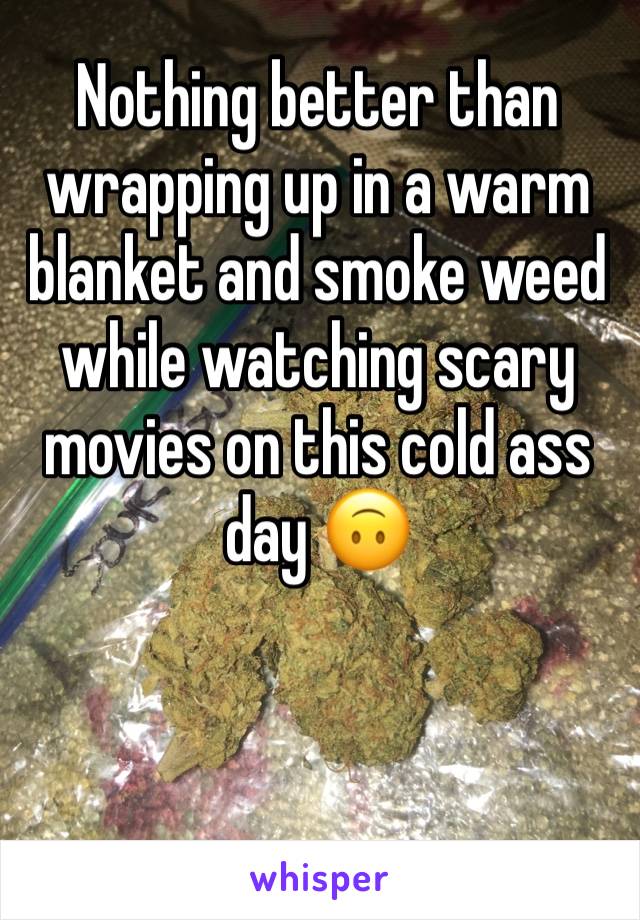 Nothing better than wrapping up in a warm blanket and smoke weed while watching scary movies on this cold ass day 🙃