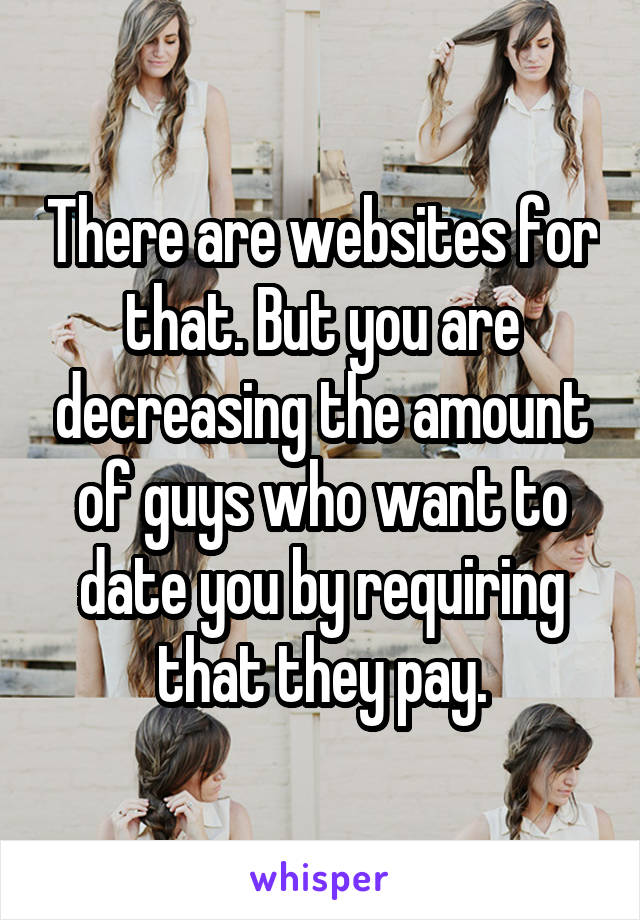 There are websites for that. But you are decreasing the amount of guys who want to date you by requiring that they pay.