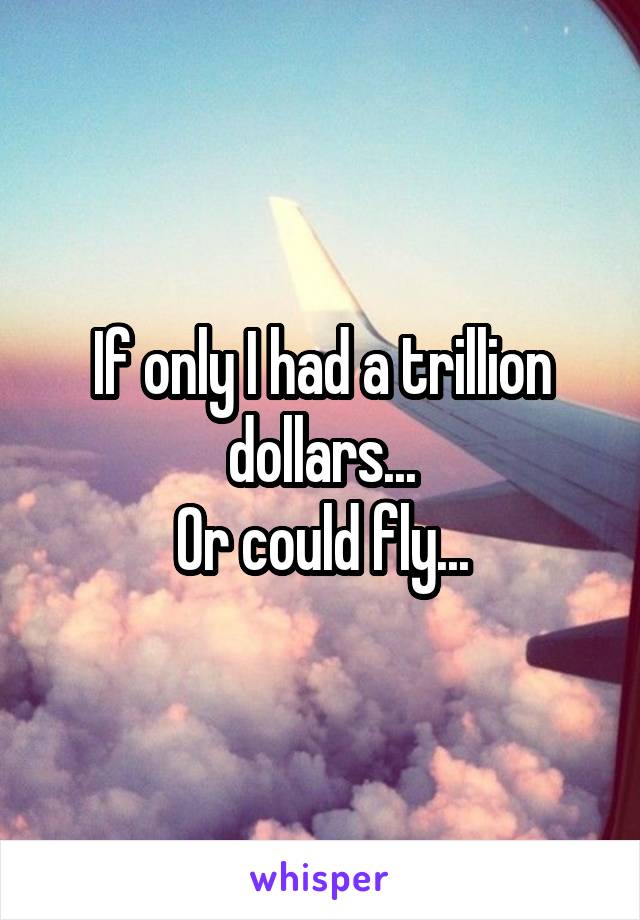 If only I had a trillion dollars...
Or could fly...