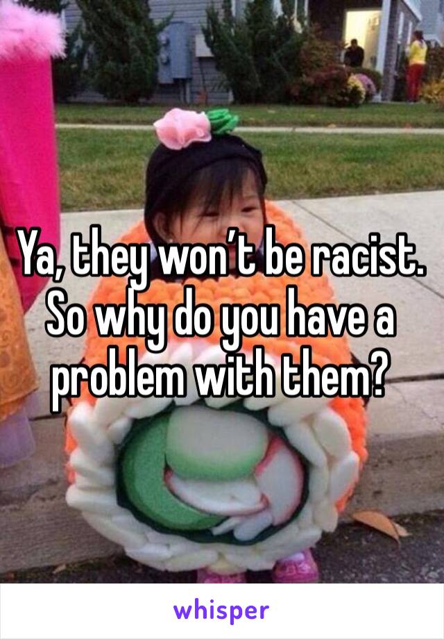 Ya, they won’t be racist. So why do you have a problem with them?