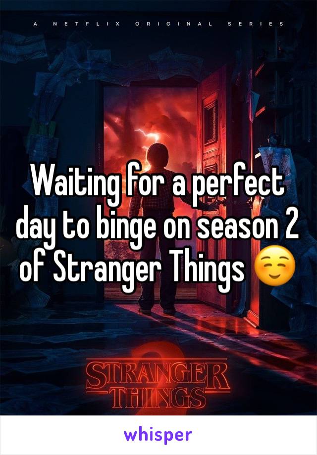 Waiting for a perfect day to binge on season 2 of Stranger Things ☺️