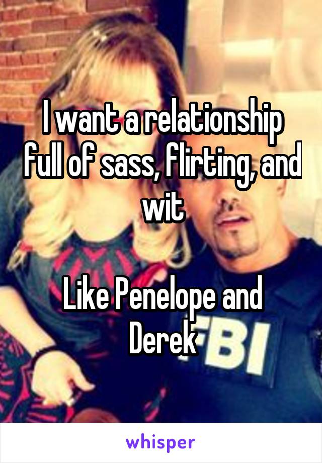 I want a relationship full of sass, flirting, and wit

Like Penelope and Derek