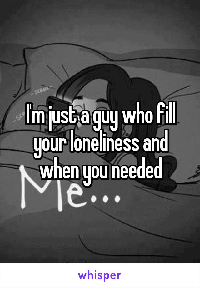 I'm just a guy who fill your loneliness and when you needed