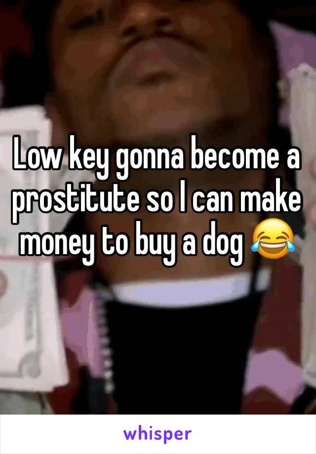Low key gonna become a prostitute so I can make money to buy a dog 😂