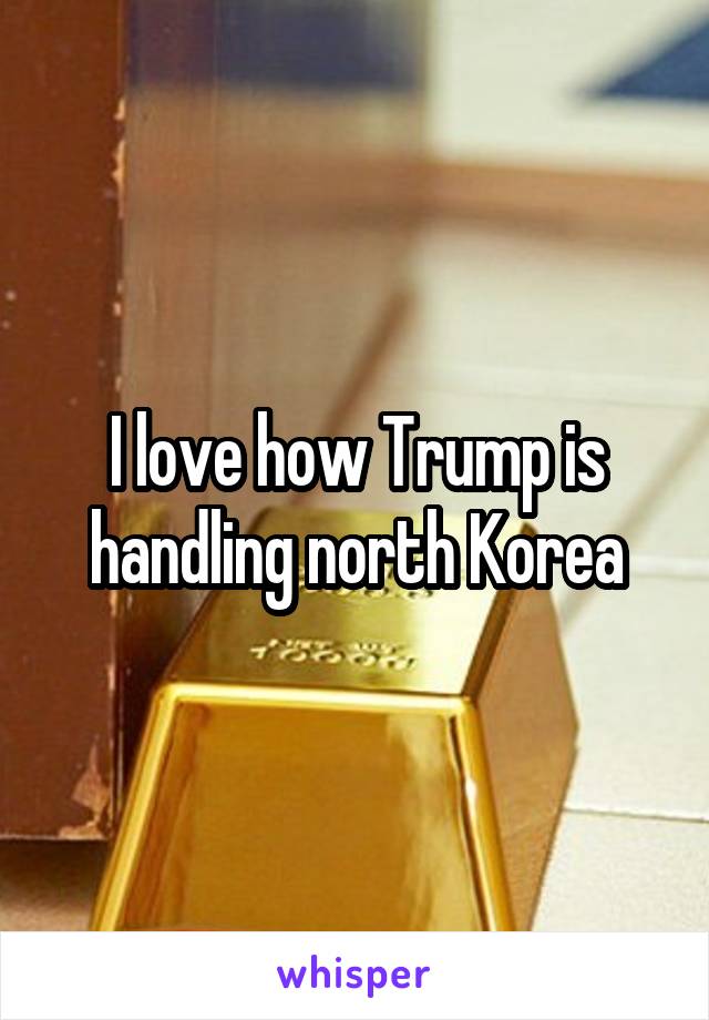 I love how Trump is handling north Korea
