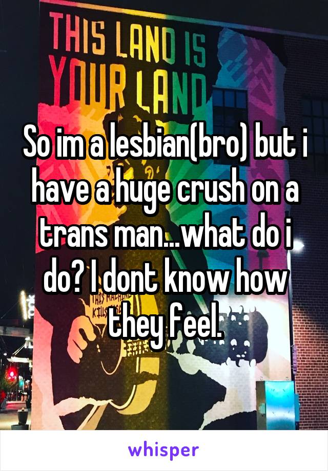So im a lesbian(bro) but i have a huge crush on a trans man...what do i do? I dont know how they feel.