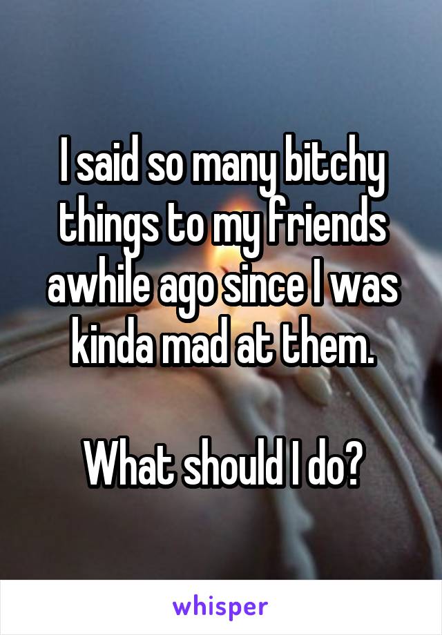 I said so many bitchy things to my friends awhile ago since I was kinda mad at them.

What should I do?