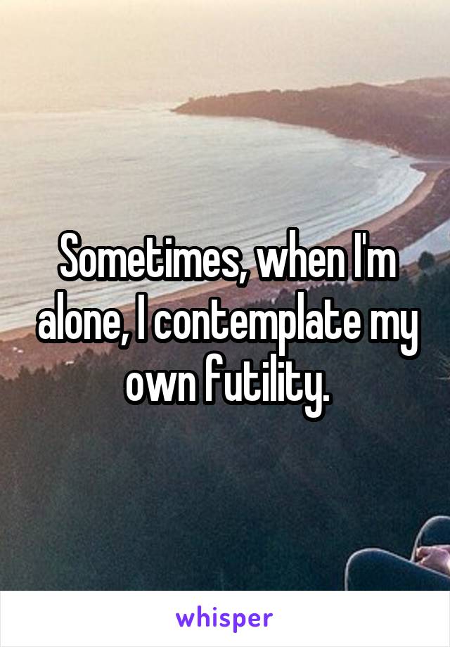 Sometimes, when I'm alone, I contemplate my own futility.