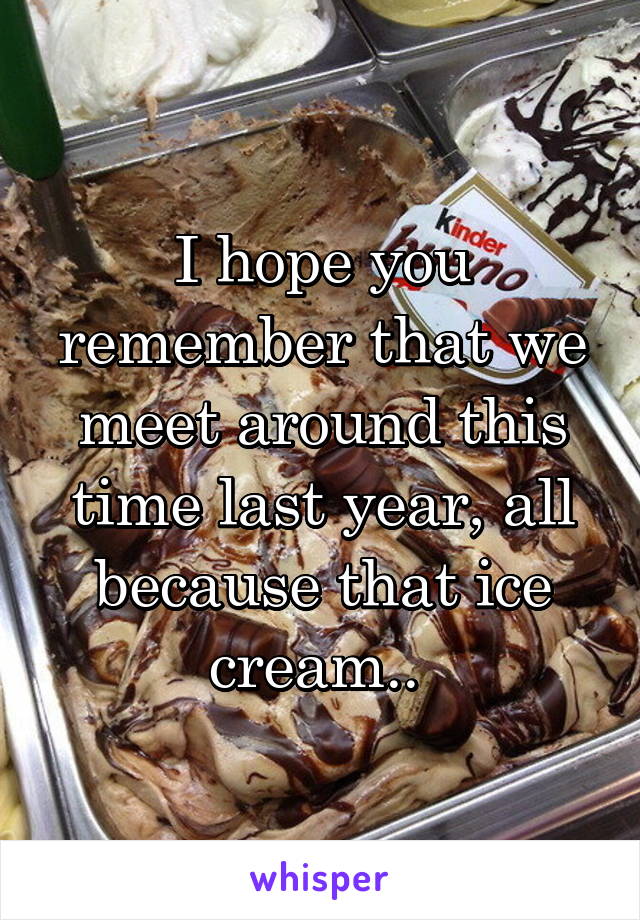 I hope you remember that we meet around this time last year, all because that ice cream.. 