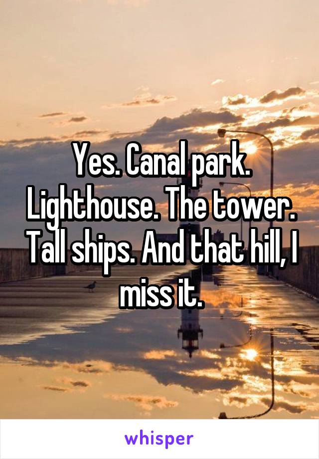 Yes. Canal park. Lighthouse. The tower. Tall ships. And that hill, I miss it.