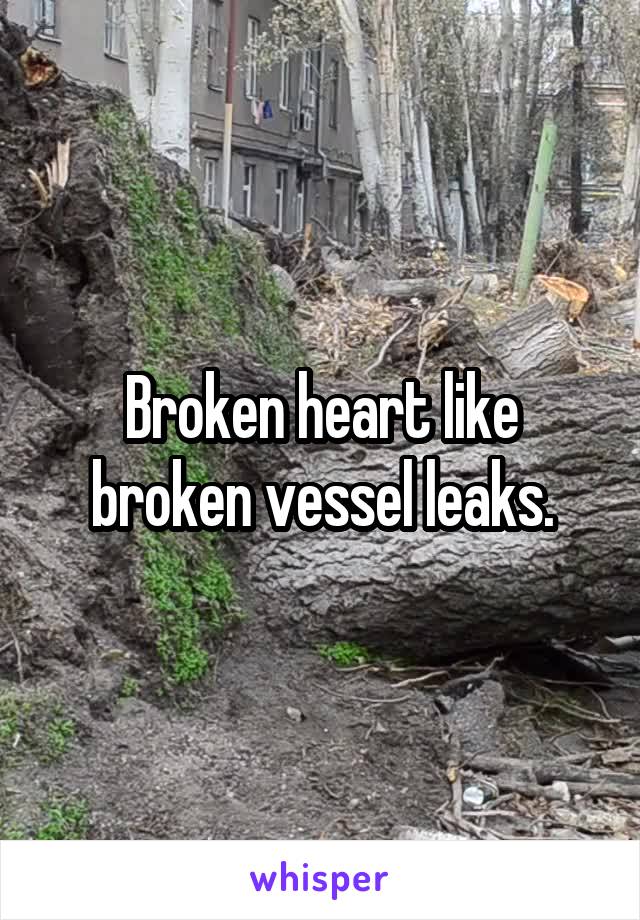 Broken heart like broken vessel leaks.